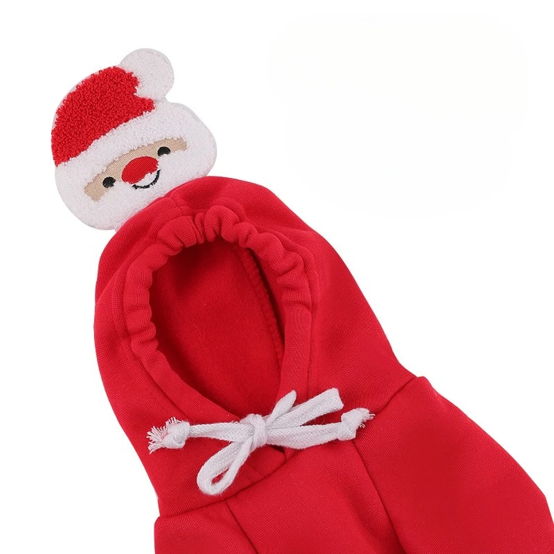 Sudadera con capucha navideña para mascotas, abrigo deportivo de peluche para el día de Navidad, ropa para cachorros, ropa para perros pequeños, otoño/invierno
