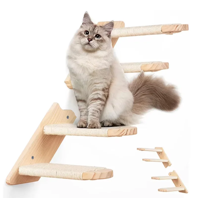 Tirador de madera para gatos, estantes de escalada, plataforma Ideal para gatitos, moler las garras y jugar - imagen 2