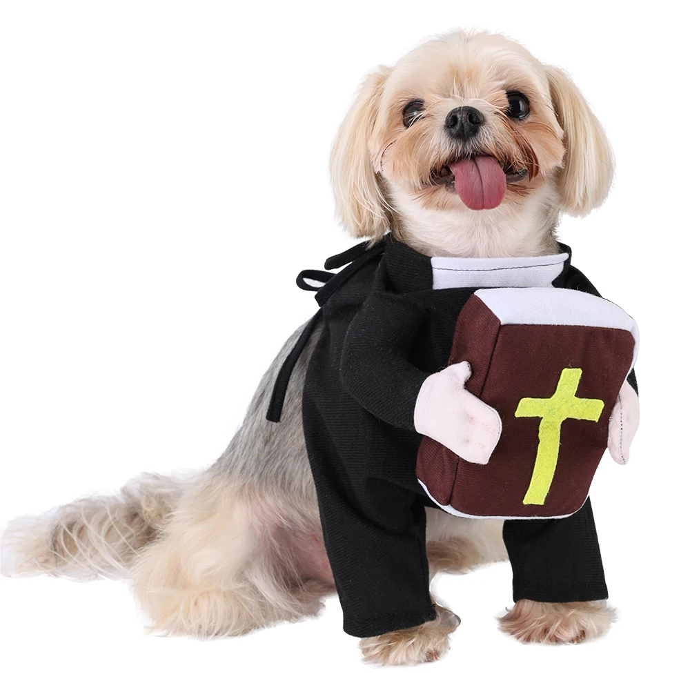 Divertidos ropa de Cosplay para perros de Halloween, disfraz de fiesta de Cristo Jesús para perros pequeños y medianos, gatos, Yorkies, Chihuahua, trajes para mascotas - imagen 2
