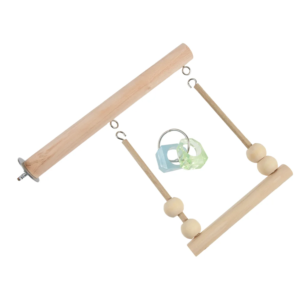Juguete de columpio para pájaros, soporte de madera para perca de loro, soporte para juegos con jaula de cuentas para masticar, El Loro afilado en El pájaro de juguete - imagen 2