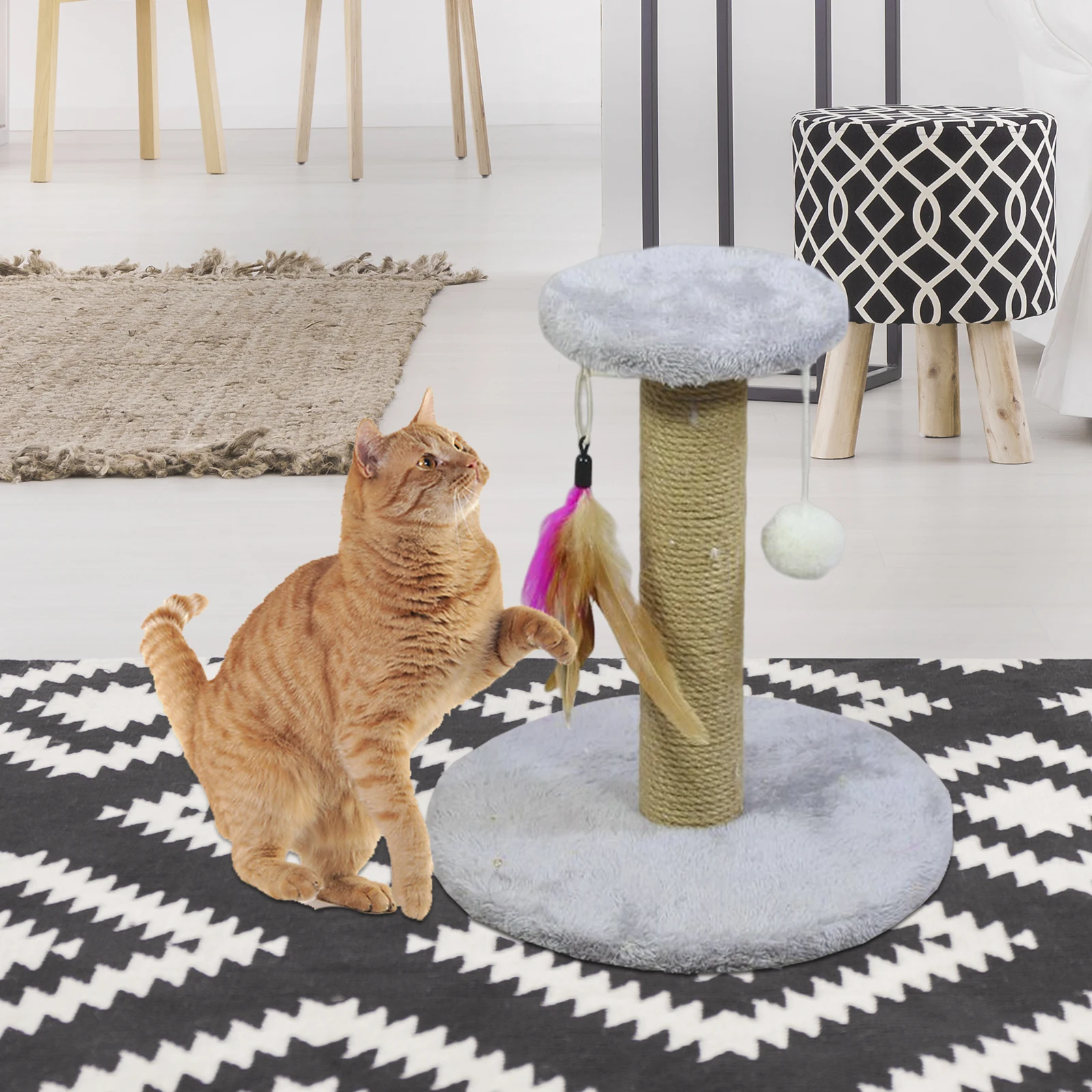 Poste rascador para gatos, tablero rascador de Sisal, divertido juguete interactivo, poste para escalar gatos y gatos pequeños, suministros para gatitos - imagen 4