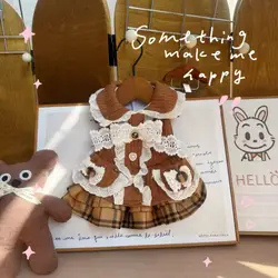 Abrigo grueso de felpa cálido para mascotas, falda bonita para perros estilo peluche, para perros pequeños y gatos |   Ropa de cachorros de otoño invierno