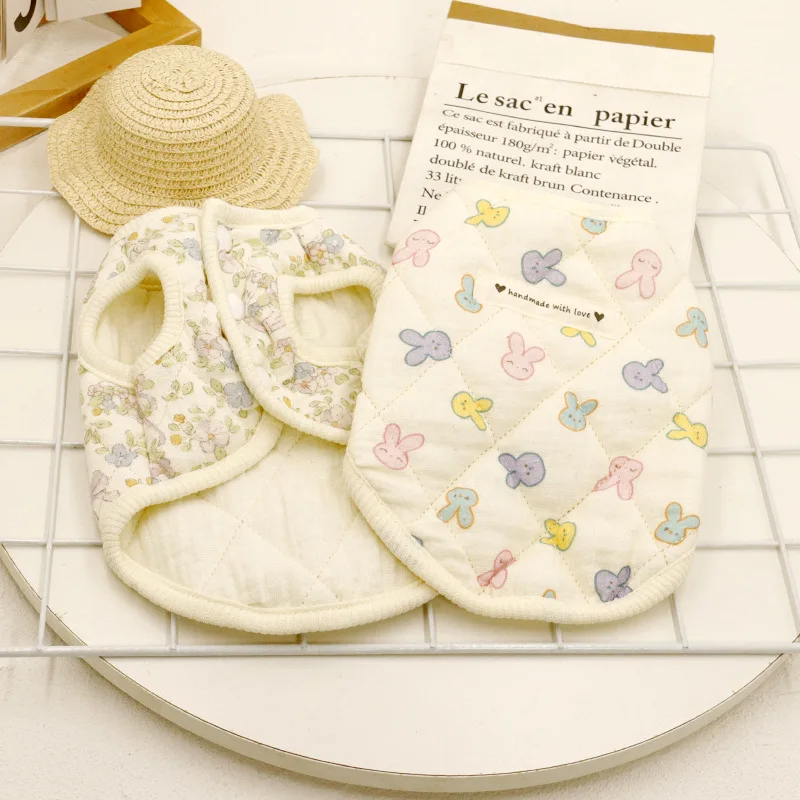 Abrigo Floral de otoño e invierno para mascotas, chaleco bonito de dibujos animados, pijamas para el hogar para perros, abrigo de invierno, suéter para perros grandes, ropa para cachorros - imagen 2