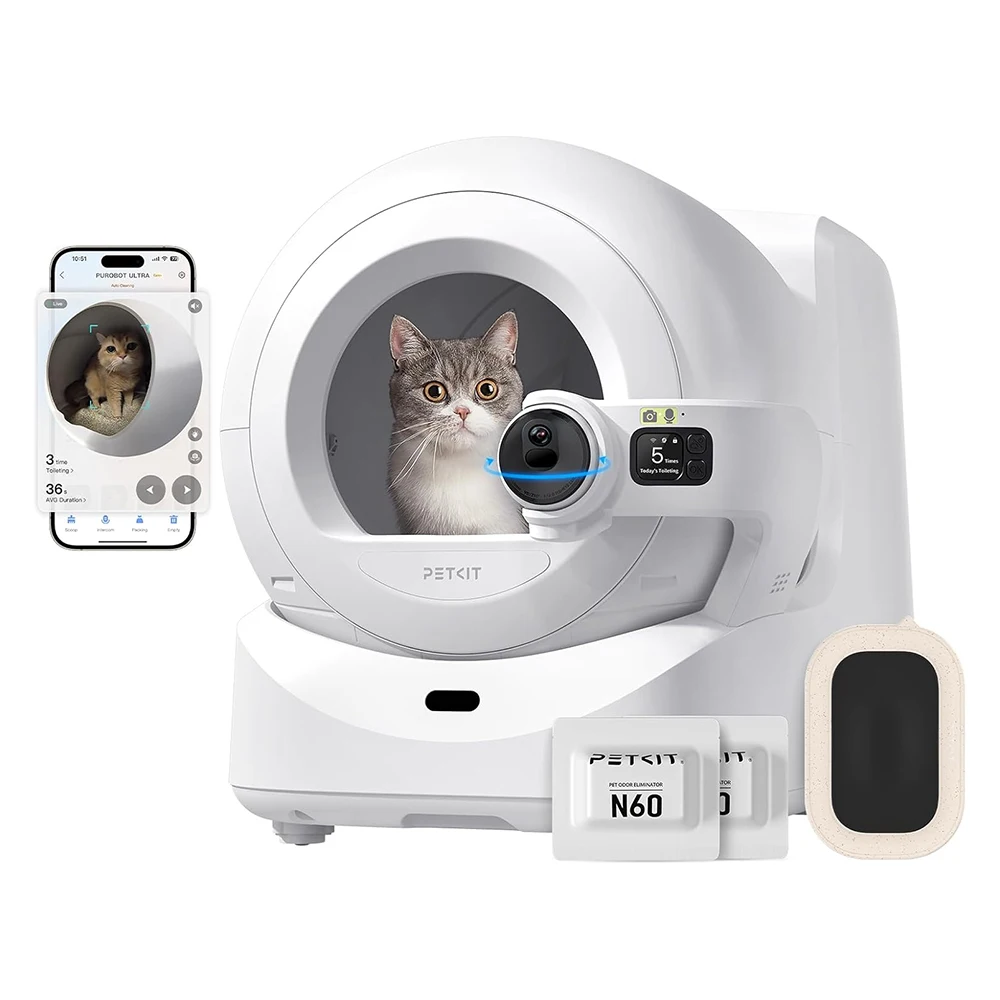 Caja de Arena Inteligente Automática para Gatos con Cámara IA