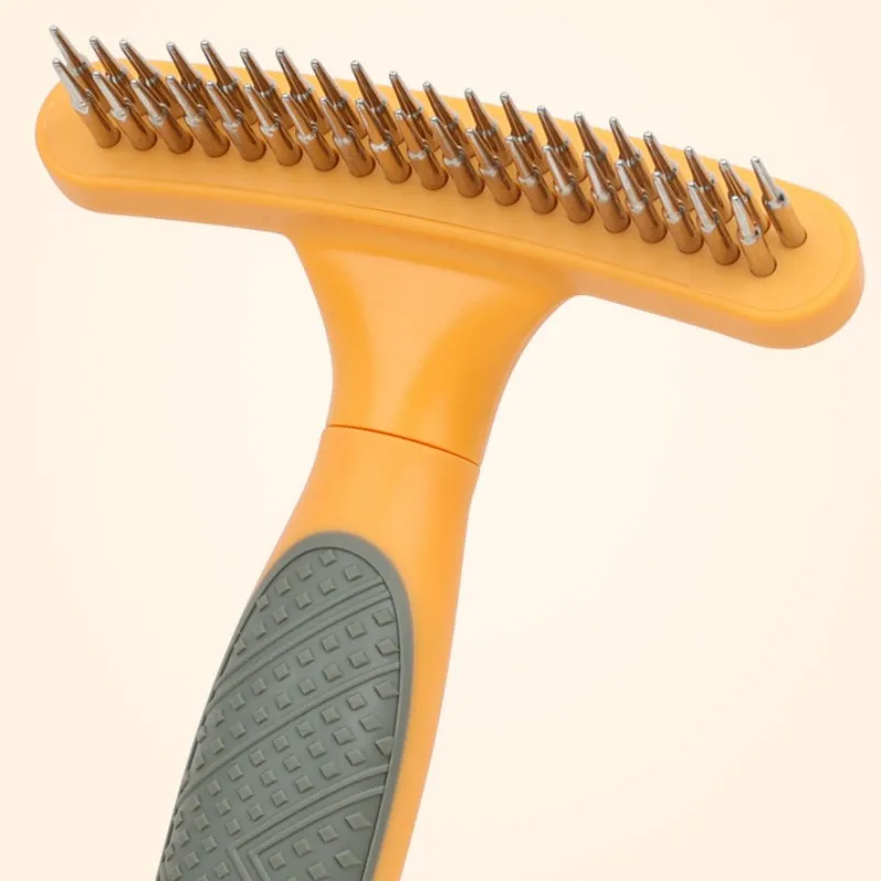Cepillo de acero inoxidable para perros, peine de doble diente, peine para perros, nudo de pelo, cepillo de aseo limpio para mascotas, removedor de pelo para perros, suministros para mascotas - imagen 4