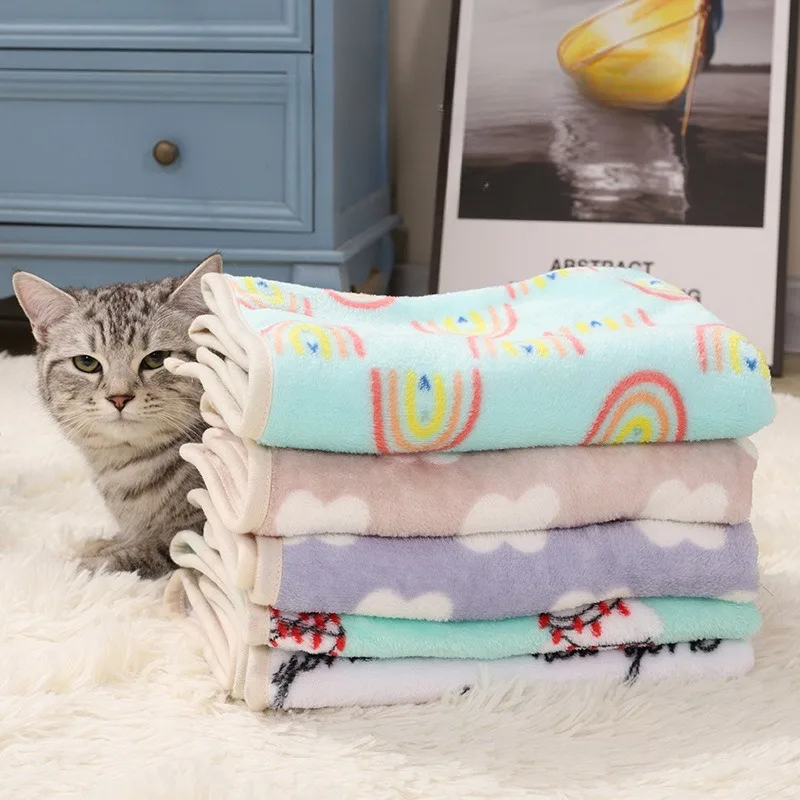 Mantas de franela para gatos, estera de cama cálida de lana para mascotas, funda protectora para sofá, almohadilla para dormir de nido suave para perros, manta de viaje al aire libre para cachorros y gatitos - imagen 3