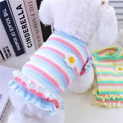 Chaleco de verano a rayas para perros pequeños y gatos