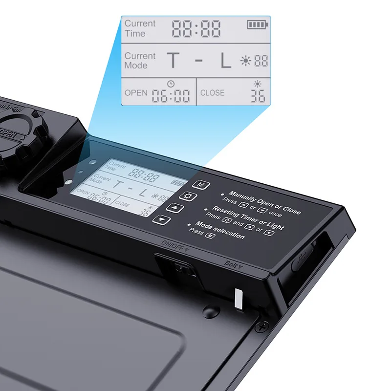 Puerta para pollos con sincronización automática, puerta para mascotas de aleación de aluminio, puertas solares sensibles a la luz para gallinero, puertas para gallinero por inducción - imagen 4