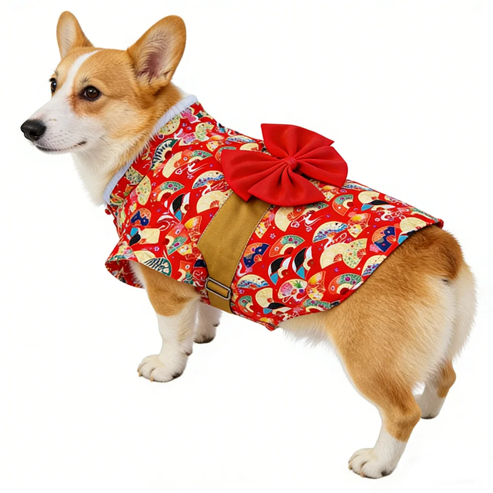 Kimono estampado abanico para perros y gatos pequeños