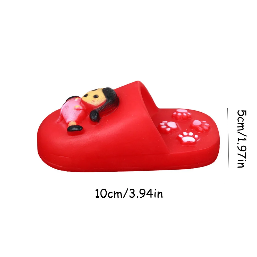 Juguete de zapatilla de goma chirriante para mascotas, juguete para masticar perros para limpieza de dientes, entrenamiento Molar, juguete interactivo para masticar cachorros, - imagen 5