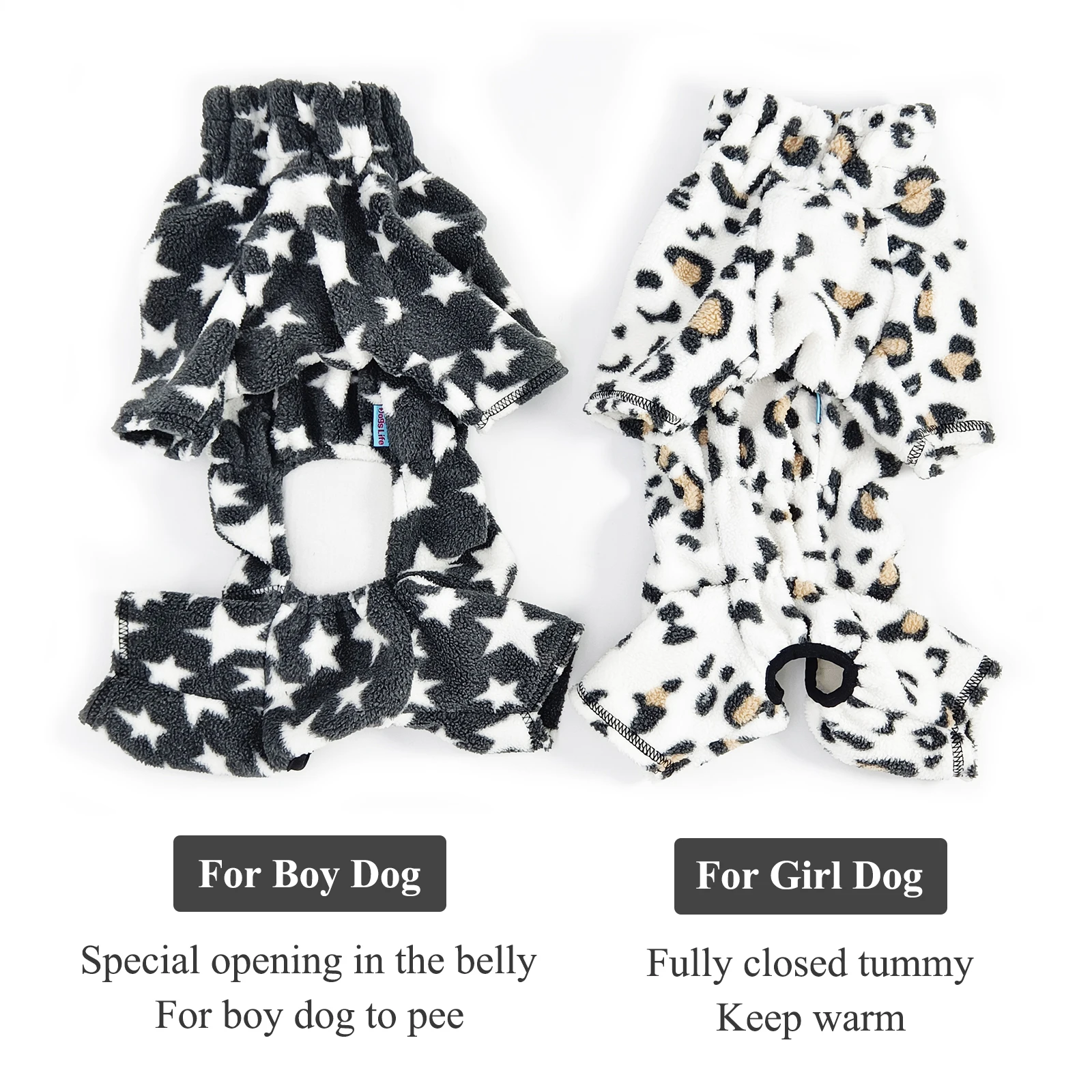 Abrigo de lana para perros pequeños, mono cálido a prueba de viento para mascotas con cremallera, traje de invierno para perros, barriga totalmente cubierta para perros y niñas - imagen 2