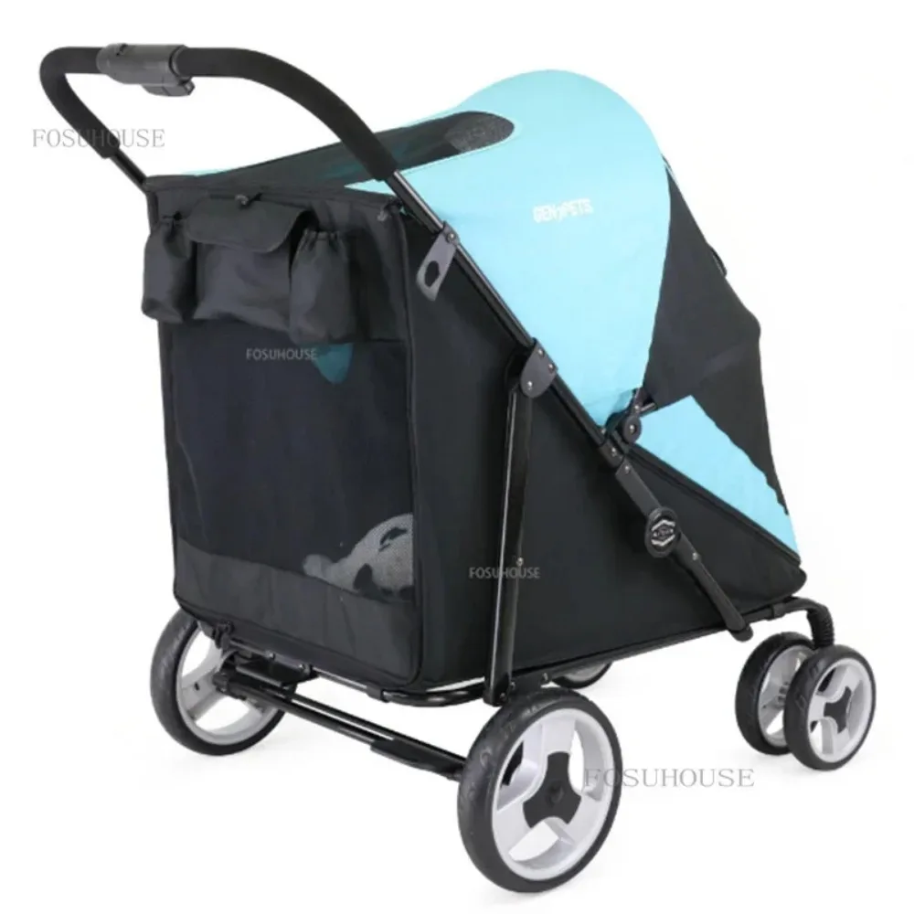 Cochecito de transporte para mascotas, carrito para perros pequeños y medianos, de 4 ruedas, plegable, de gran capacidad, para viajes al aire libre - imagen 2
