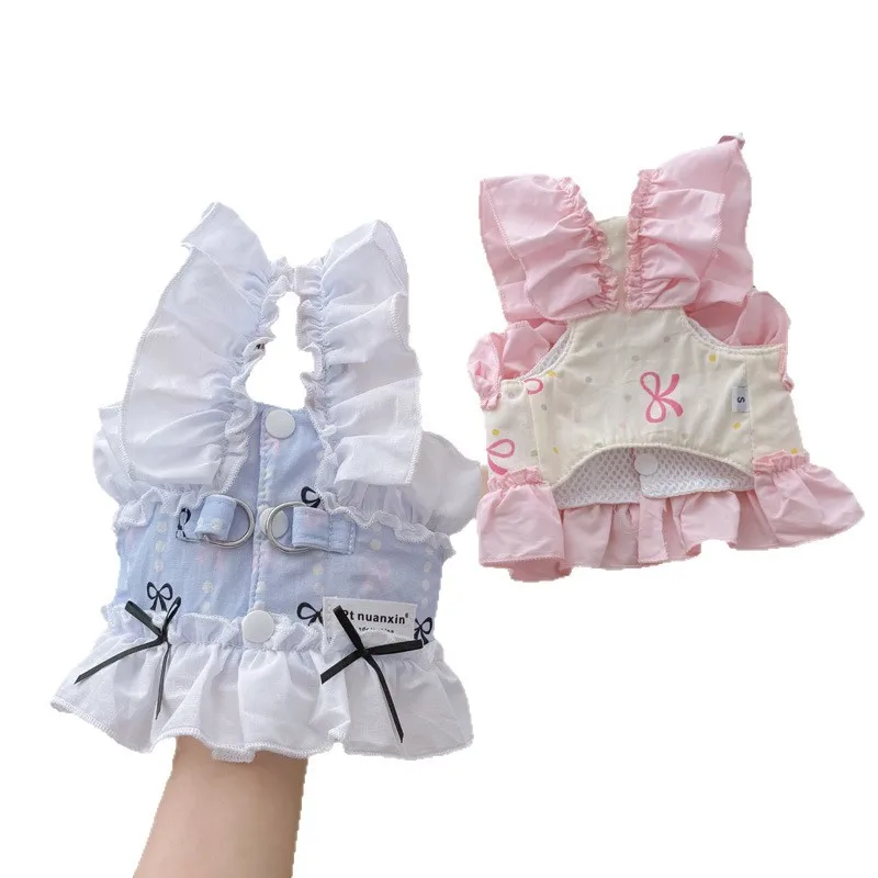 Conjunto de cuerda de tracción con contraste de Color para perro, chaleco corto de encaje con hongos para mascotas, cuerda para perros pequeños, suministros para mascotas, arnés para perros - imagen 5