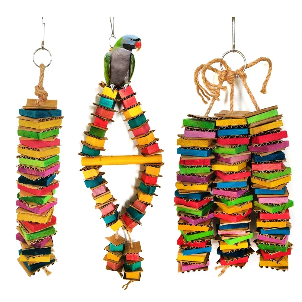 Juguete de pájaro loro para periquitos, agaponis, cartón para masticar, destruir pájaros, juguetes de loro para pájaros grandes y pequeños, accesorios de juguete - imagen 2