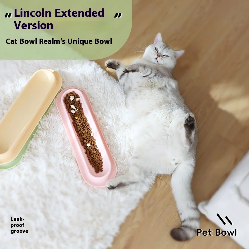 Cuenco largo para comida para gatos con ranura antifugas, plato de alimentación para mascotas con agua húmeda para evitar hormigas e insectos, diseño fácil de limpiar - imagen 4