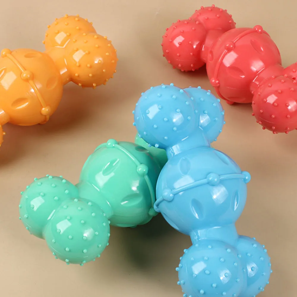 Juguete para masticar hueso de perro chirriante: juguete de limpieza dental molar de goma, juguete interactivo antimordida para aliviar el aburrimiento, - imagen 3