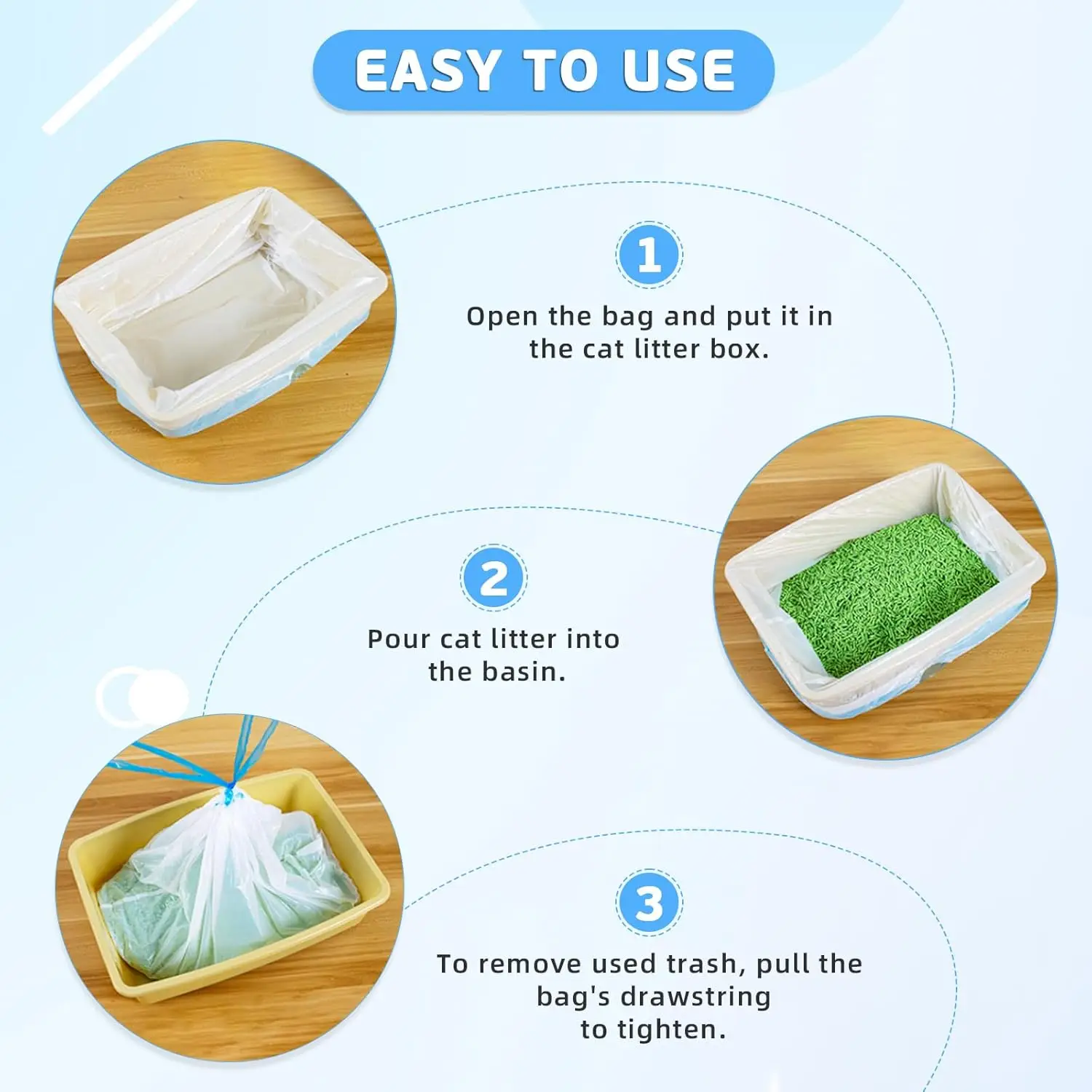 6 rollos de bolsas para excrementos de mascotas para Neakasa M1, inodoro inteligente para gatos, caja de arena para gatos, bolsa de basura con cordón, almacenamiento grueso, bolsas para excrementos de gatos - imagen 2