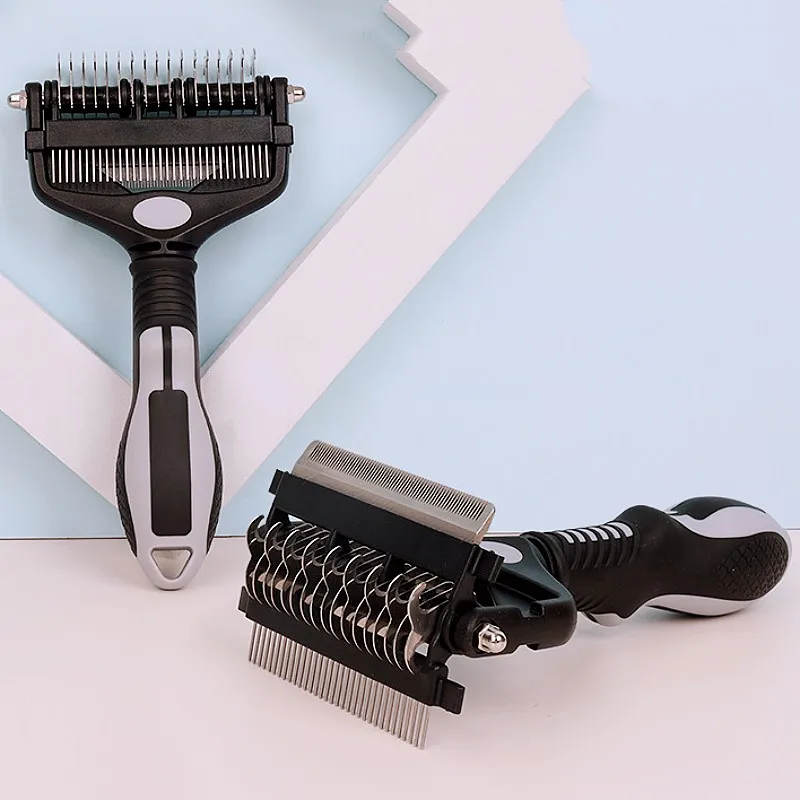 Cuchillo cepillo para perros, peine para perros, removedor de pelo para mascotas, cuchillo tres en uno, peines para perros, limpieza de nudos, masaje, cepillo para gatos, accesorios para mascotas - imagen 2