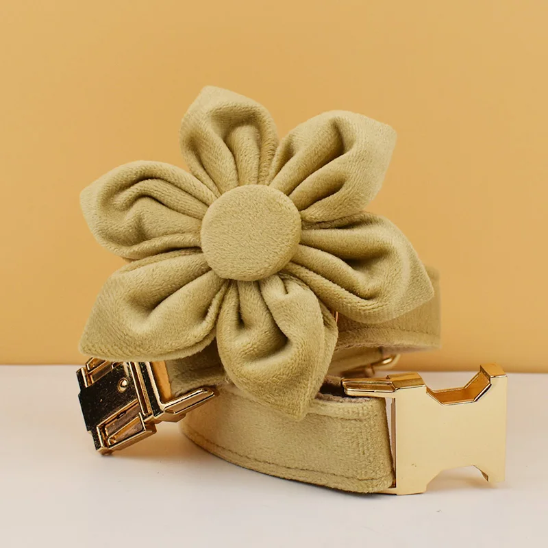 Juego de Collar y correa de terciopelo desnudo para perros pequeños, medianos y grandes, placa de identificación grabada personalizada, suministros para mascotas, correa para perros Velvet09 - imagen 3