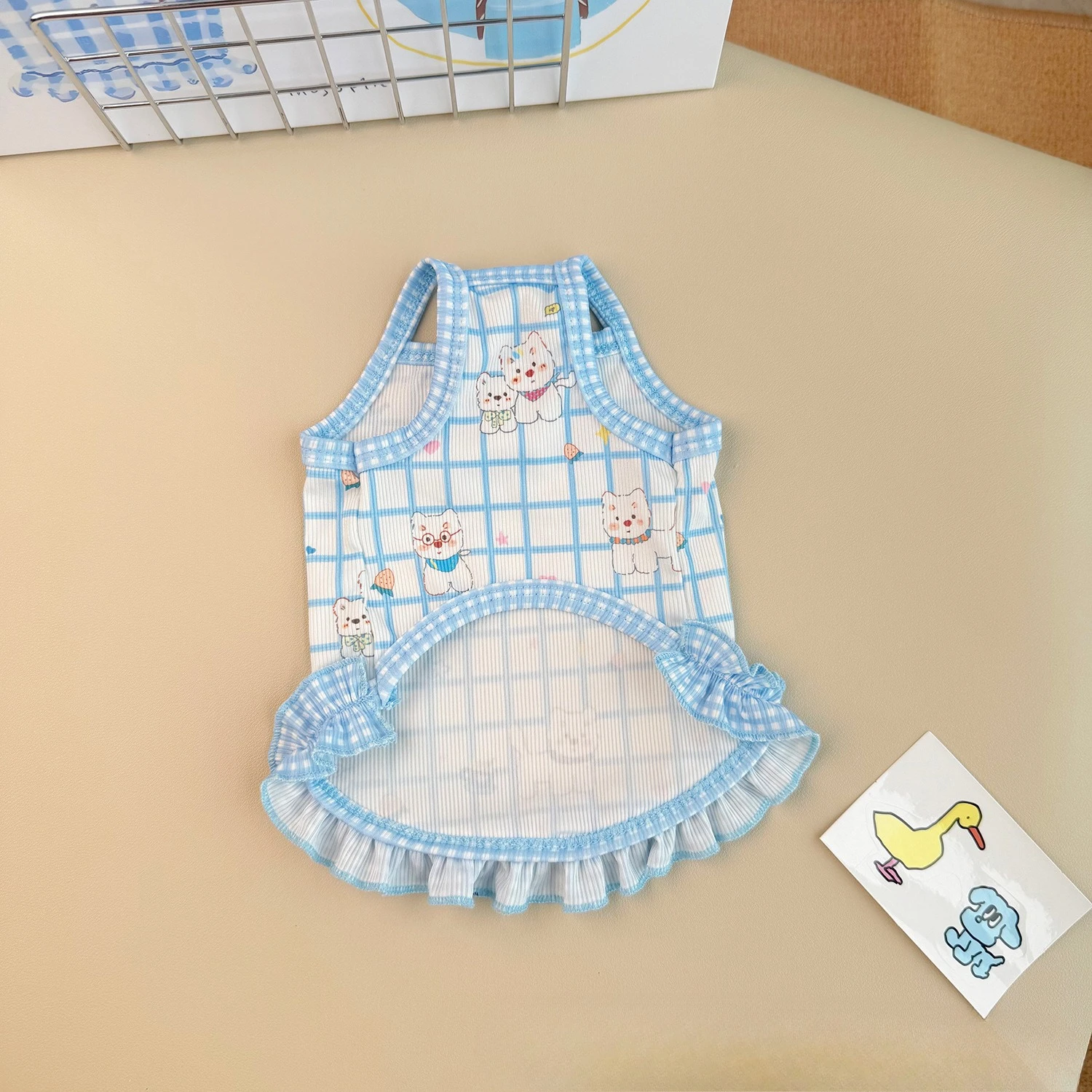 Vestido camisero a cuadros para perros mini y gatos – Chaleco solar - imagen 5