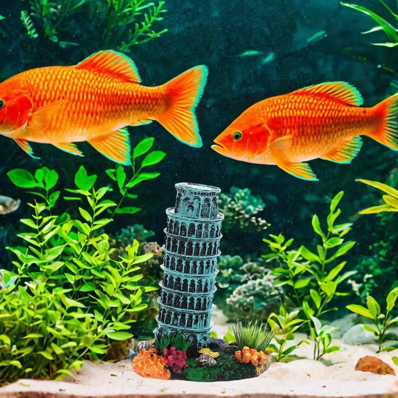 Aquarium Landscape Ornament, Fish Tank Adornment ,Collectible Leaning Tower of Model, for DIY Crafts Home Ornament