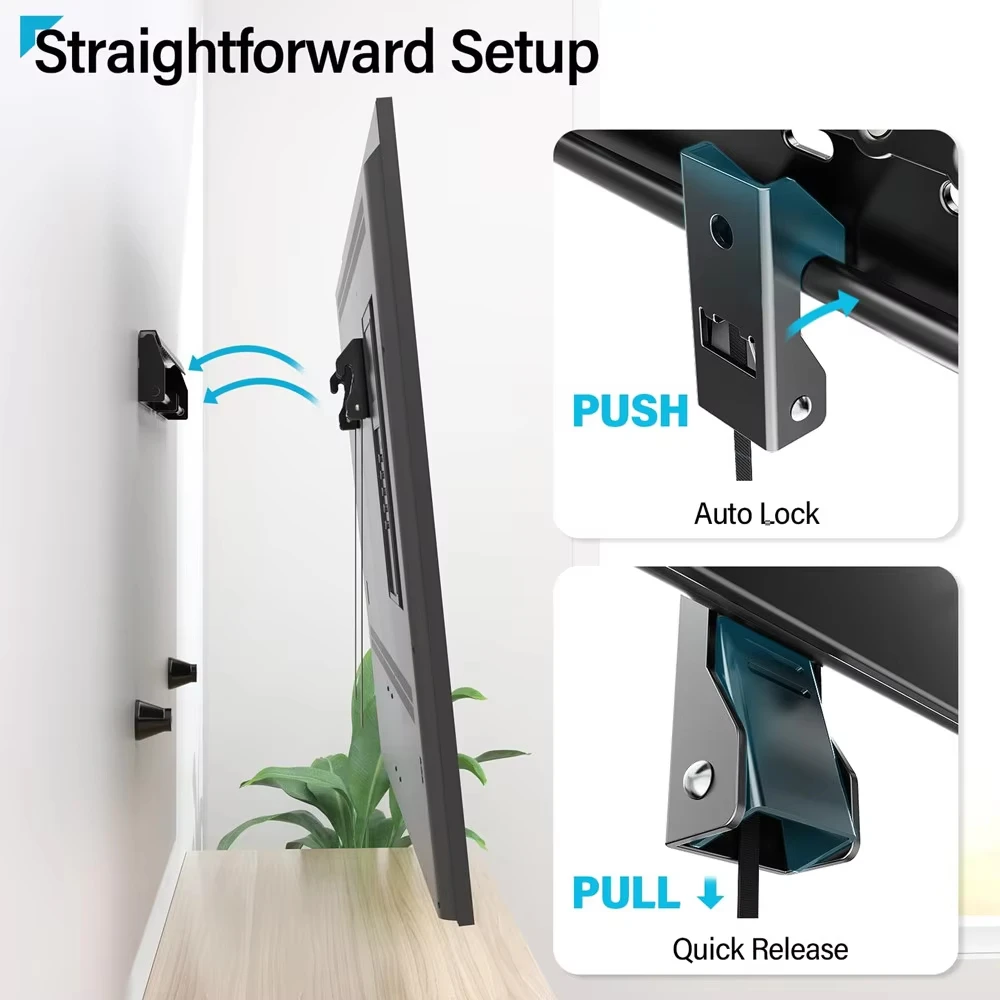 TV Wall Mount for 25-55 Inch TV up to 40kg, No Drill Low Profile TV Mount, Easy Install Wall Mount TV Bracket, Max VESA 400x400m - imagen 5