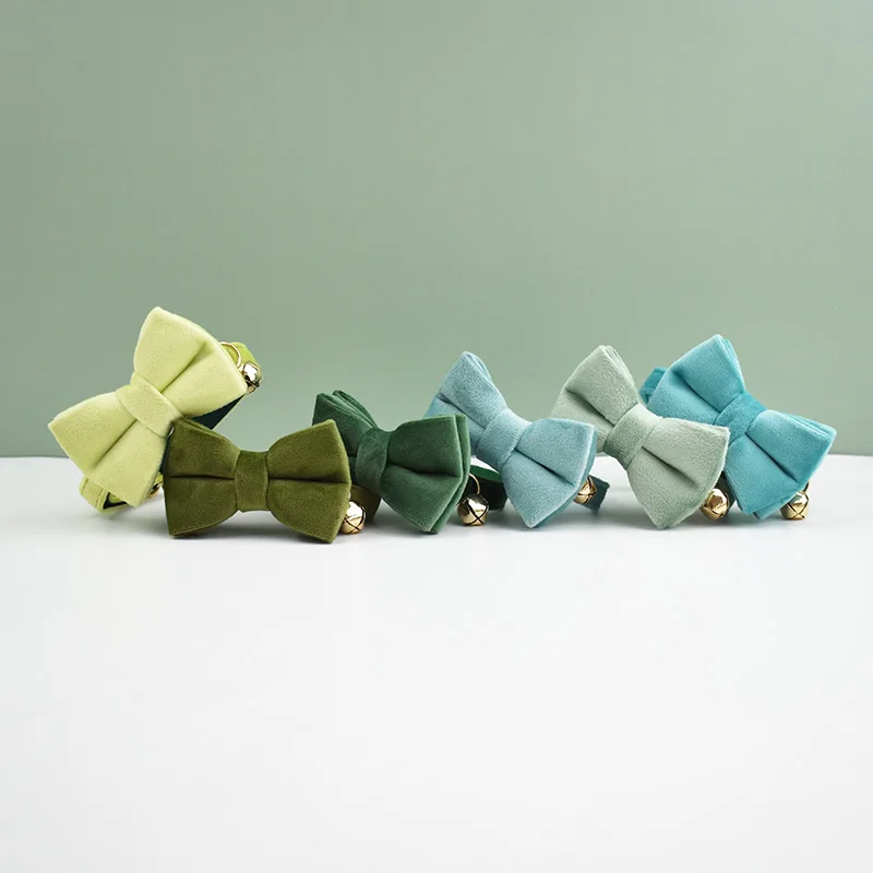 Fashion Cat Collar Velvet Collar Bowknot Cat Collar With Adjustable Safety Buckle Cats Bow Tie Pets Accessories - imagen 2