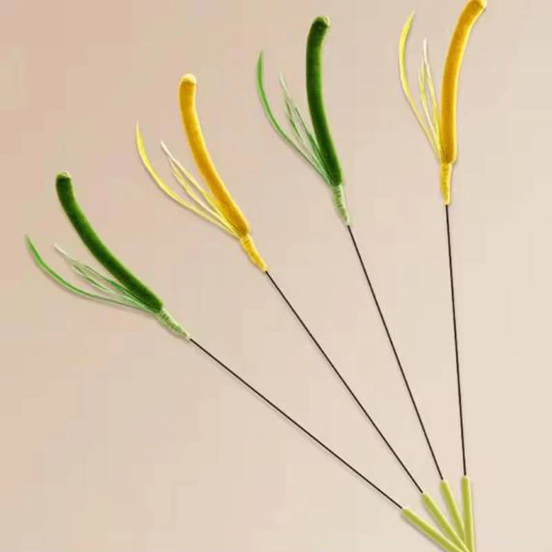 Nuevos juguetes para gatos, cola de perro, hierba, poste para gatos, palo de plumas, juguetes para gatos, poste de plumas, alambre flexible, suministros duraderos para mascotas
