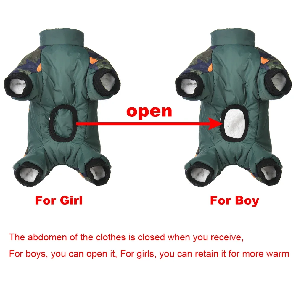 Mono de invierno para perros pequeños y medianos, abrigo polar cálido a prueba de viento para cachorros, ropa con estampado de camuflaje, monos para Chihuahua para mascotas - imagen 4