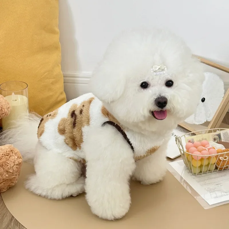 Abrigo de invierno Chaleco de oso de peluche de peluche Ropa cálida de terciopelo para perros y mascotas, Teddy Schnauzer Chaleco medieval maltés Suéter para perros Cachorro - imagen 4