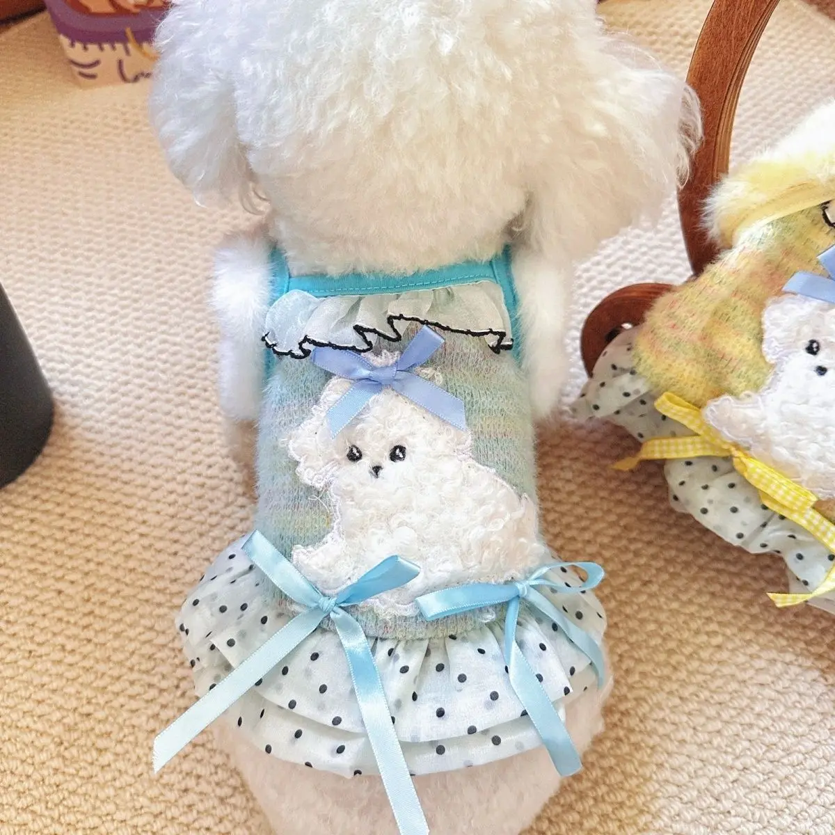 Camisola de felpa bonita para otoño e invierno, vestido de punto, chaleco, pijamas para mascotas, ropa para el hogar, vestidos para perros pequeños, ropa para cachorros - imagen 4