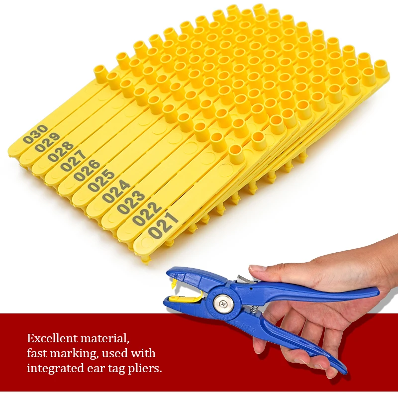 Alicates para etiquetas de oreja de cabra, animales de ganado, perros, conejos, ovejas, etiquetas para las orejas, Material de nailon, etiqueta para oreja láser de oveja No.001-100 - imagen 2