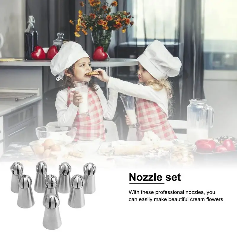 Boquilla de acero inoxidable para hornear, herramienta de decoración de pasteles, manga pastelera, boquilla de acero inoxidable, herramientas de panadería, 8 Uds./Set - imagen 3