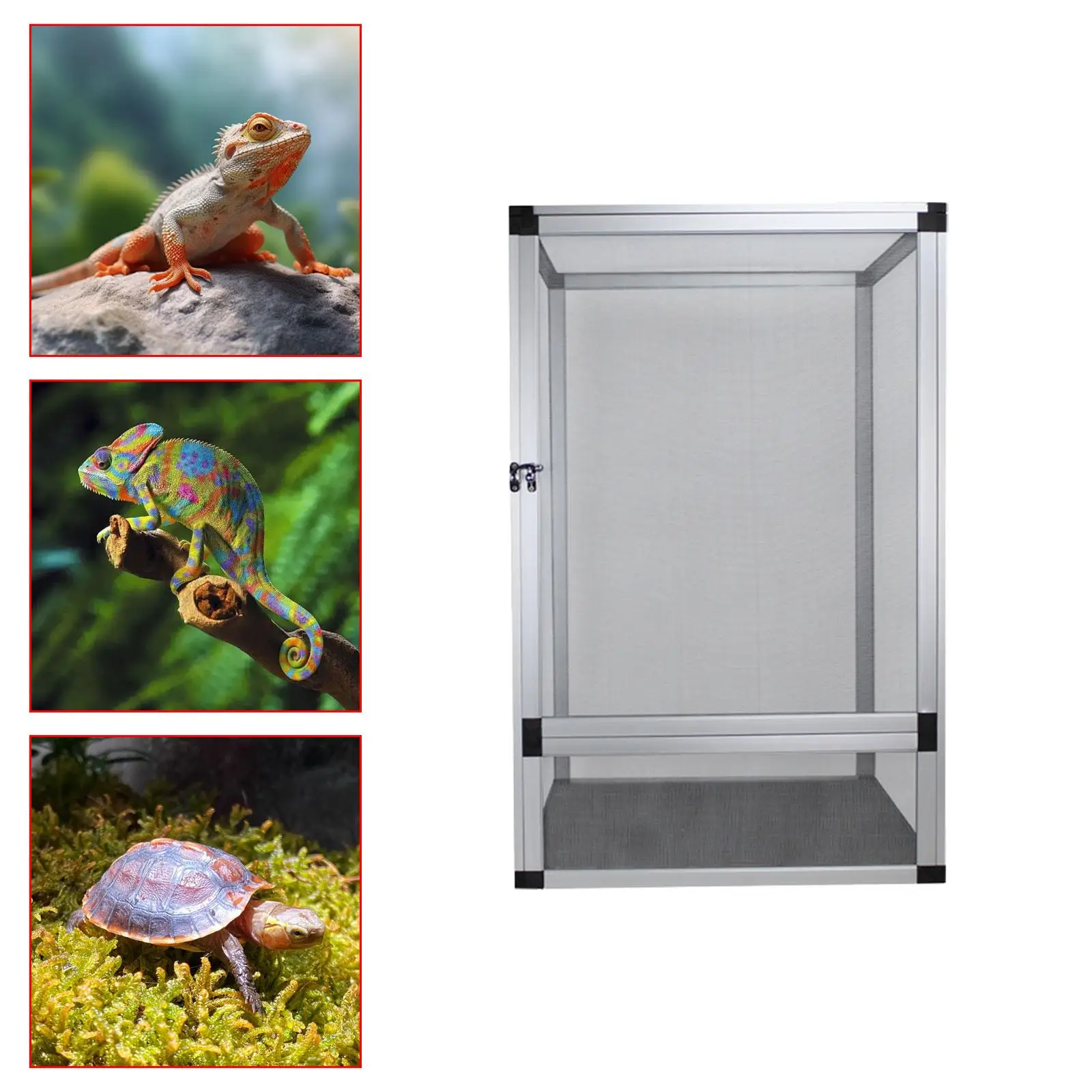 Reptile Terrarium Tank Interaction Dismantling Sturdy Pet Enclosure Ventilation for Small Turtles Snake