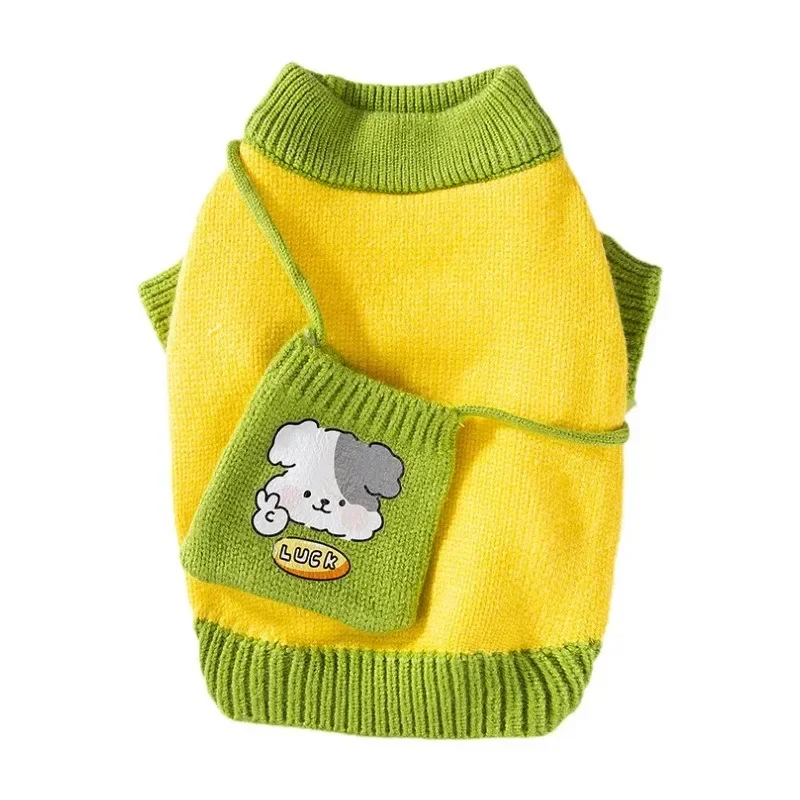 Winter Cute Pet Dog  Clothes Knitted Shoulder Bag Puppy Sweater Puppet Cat Warm Thick  Pet Cat Clothing Jackets Cat Clothes - imagen 5