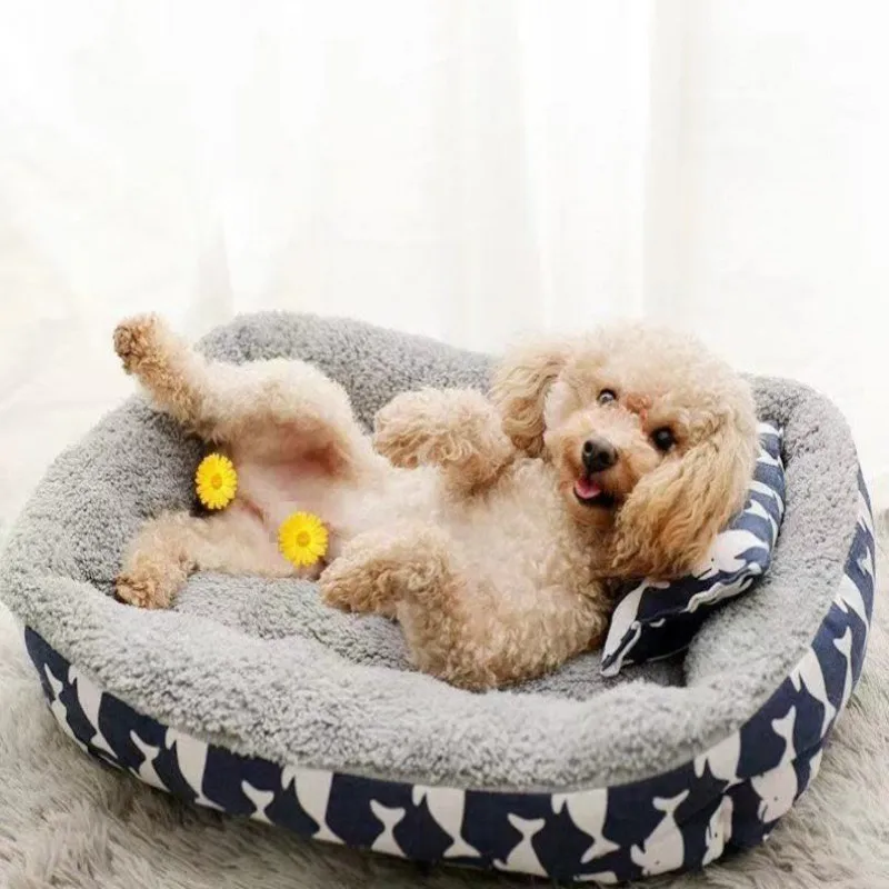 Cama suave para mascotas, cama para gatos, colchón para mascotas con almohada, colchoneta para dormir cómoda y cálida para invierno, colchoneta de felpa para gatos y perros, casa para gatos - imagen 3