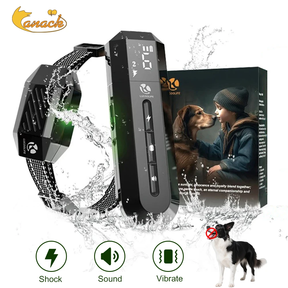 Dog Shock Training Collar Smart Remote Control Waterproof 26 Inch Adjustable 3 Modes Pet Dogs Anti Barking Behavior Correction
