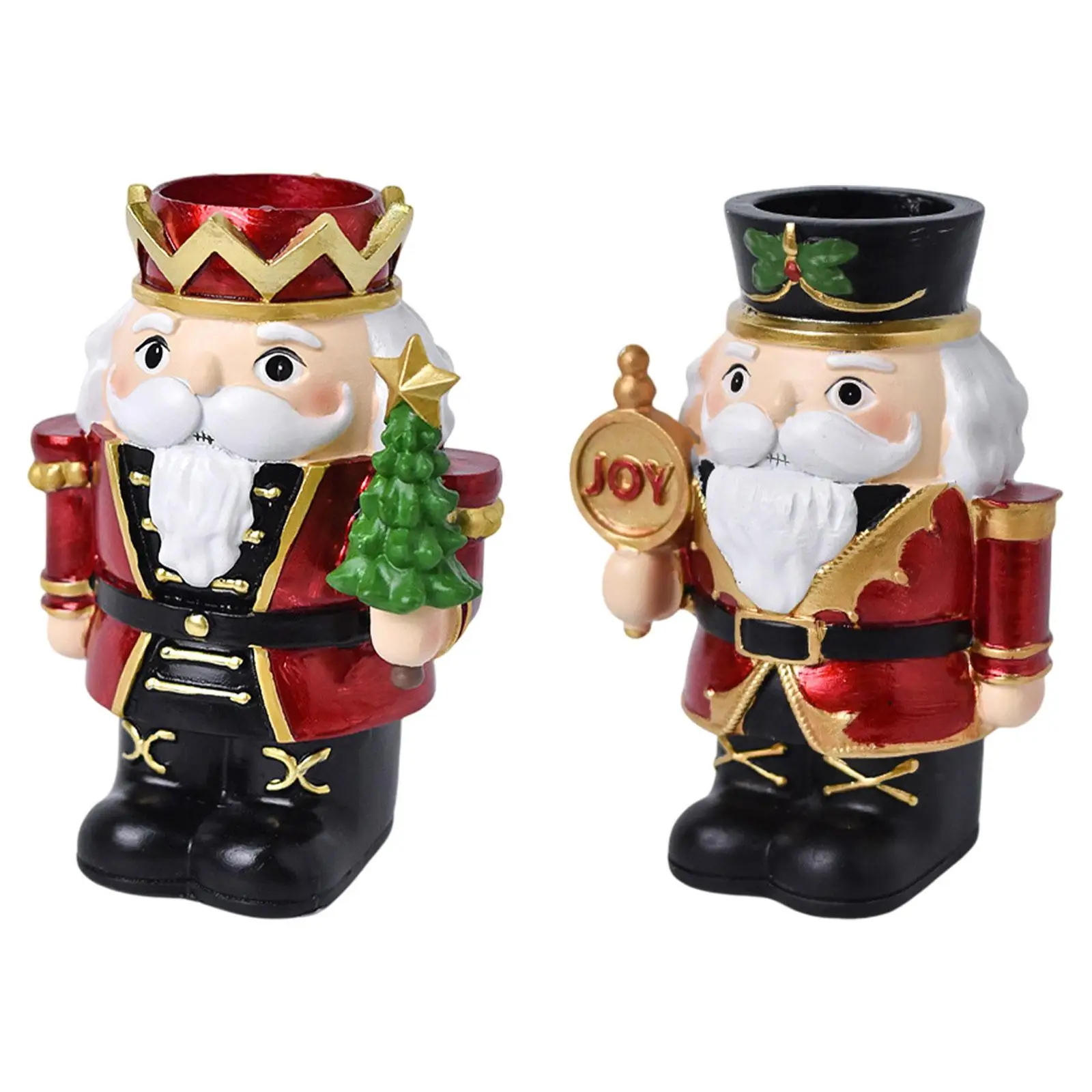 Nutcracker Pillar Candle Holder Sculpture Christmas Decoration for Festivals Dinner Table Anniversary Farmhouse Dining Room