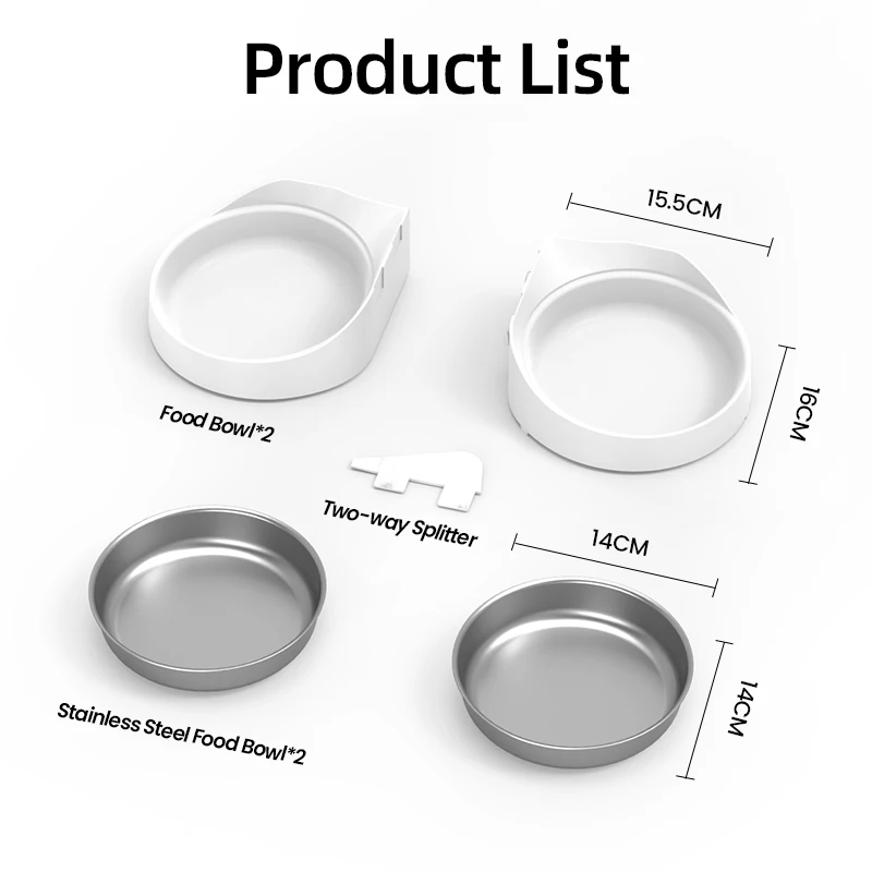 ROJECO solo accesorios de cuenco individual y doble de acero inoxidable para alimentador automático de mascotas de 4L, dispensador de comida para gatos sin comedero para mascotas - imagen 5