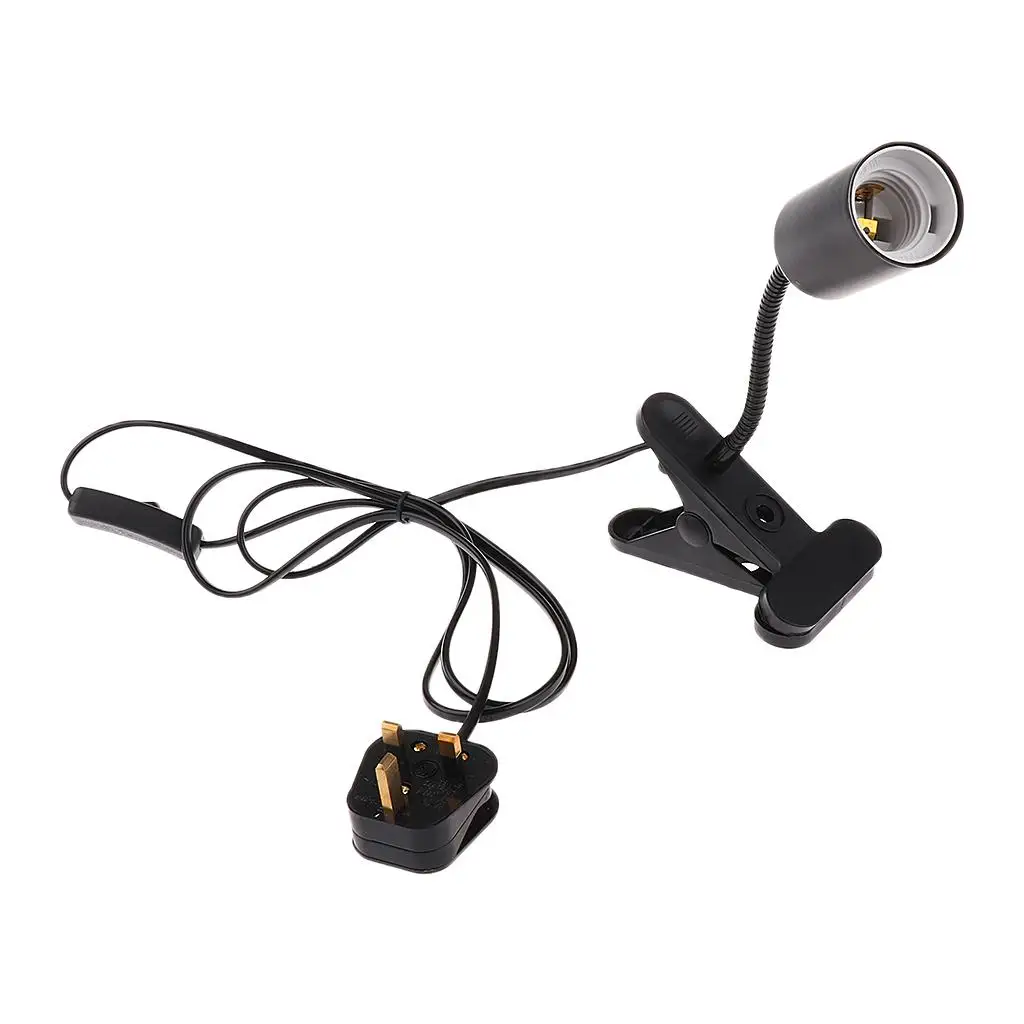 Terrarium Mounted E27 Reptile Lamp Holder for Heat Light UVB Infrared Basking Light Bulbs, UK Plug