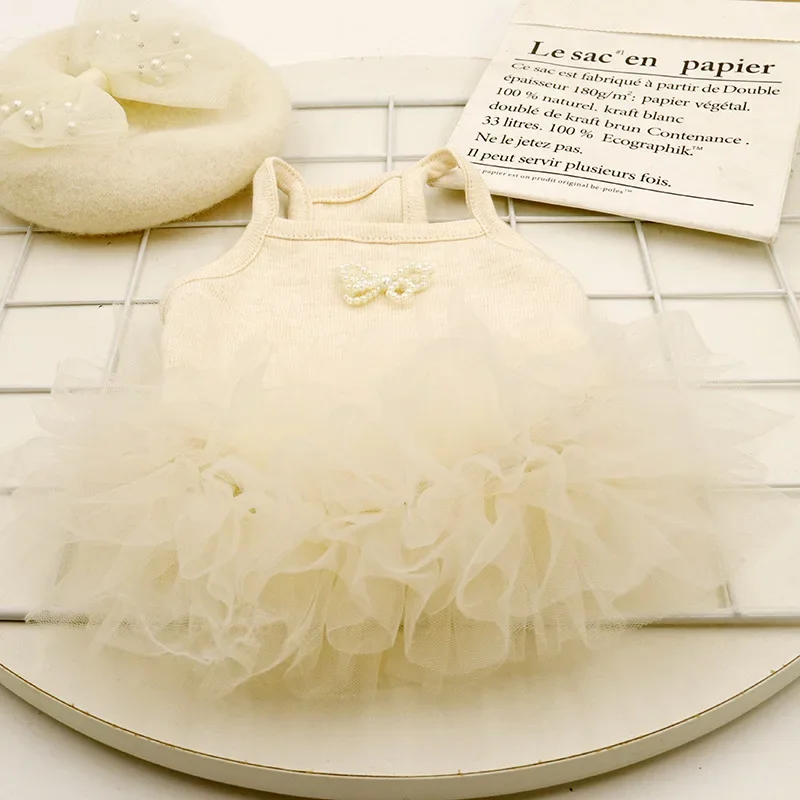 Ropa de falda hinchada de malla con tirantes para mascotas, ropa de primavera para gatos, ropa para perros y gatos, pijamas para el hogar para perros pequeños, ropa para cachorros - imagen 3