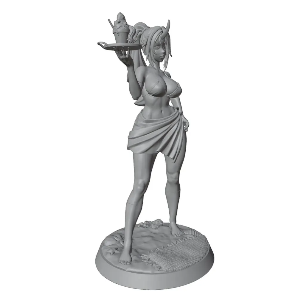 Miniatura resin grey 3D sexy playa – Figura coleccionista sin pintar - imagen 4