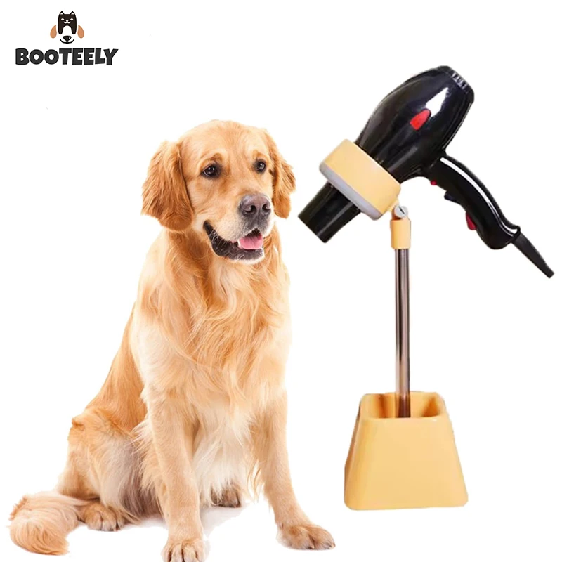 Soporte para secador de pelo de mascotas Booteely, giratorio de 180 grados para perros y gatos, soporte para cepillo de cuidado, marco de fijación para secado de ropa de mascotas