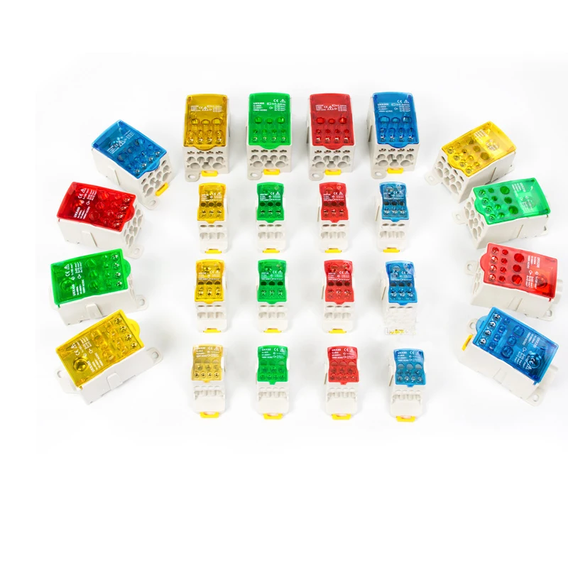 Bloque de terminales UKK80A conector de cable eléctrico 1 en muchos accesorios de cableado de distribución de carril Din azul amarillo verde rojo - imagen 2