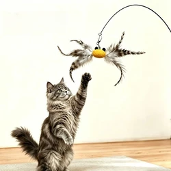 Juguete para gatos cangrejo simulado con plumas – Palo interactivo