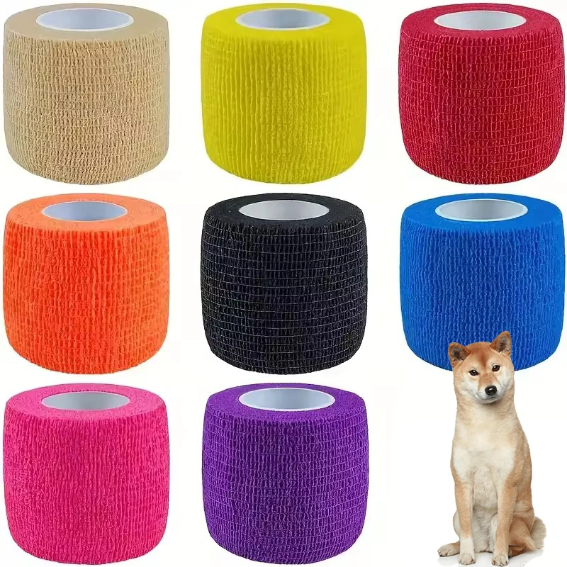 BOOTEELY 6 uds vendaje autoadhesivo vendaje de fijación vendaje de animales rasgado a mano vendaje elástico impermeable para mascotas 5 cm X 4,5 M