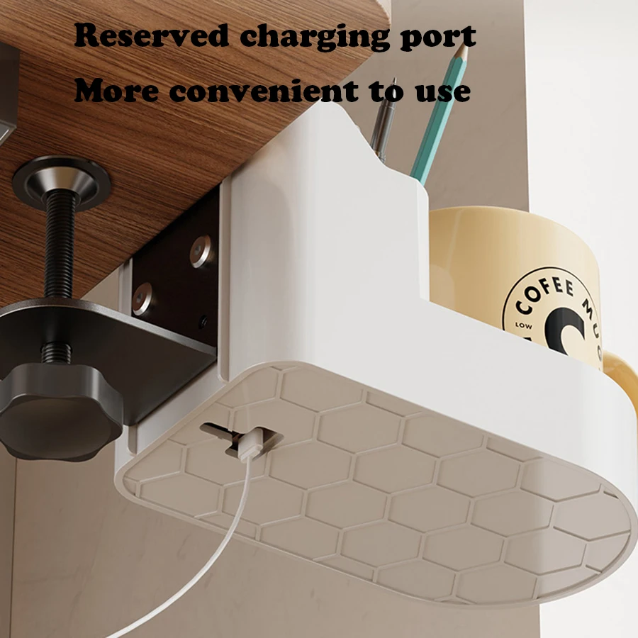 Organizador de escritorio lateral ajustable en altura, soporte montable debajo del escritorio, estante de almacenamiento, organizador de montaje de escritorio que ahorra espacio en el lugar de trabajo - imagen 3