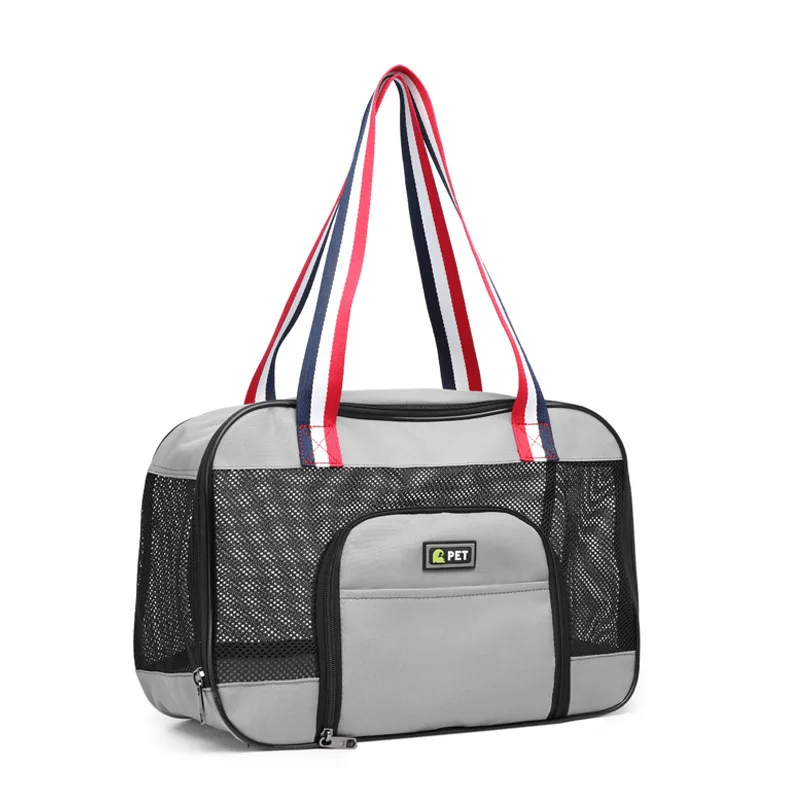 Portador de mascotas para gatos y cachorros pequeños, bolsa de transporte de malla transpirable de lados suaves, bolsa de mano plegable de viaje para mascotas, color negro - imagen 5