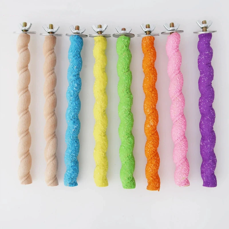 Barra de molienda de pico de garra de loro, palo de pie, soporte de percha para pájaros, juguete de madera, palo de molienda de pata de loro, accesorios para jaula de periquito, Juguetes - imagen 3