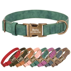 Collar de cuero PU grabado personalizado para perros